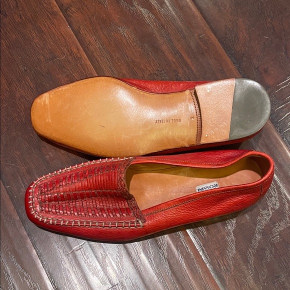 Avi Rossini Men's Red Leather Loafers - Picture 4 of 5